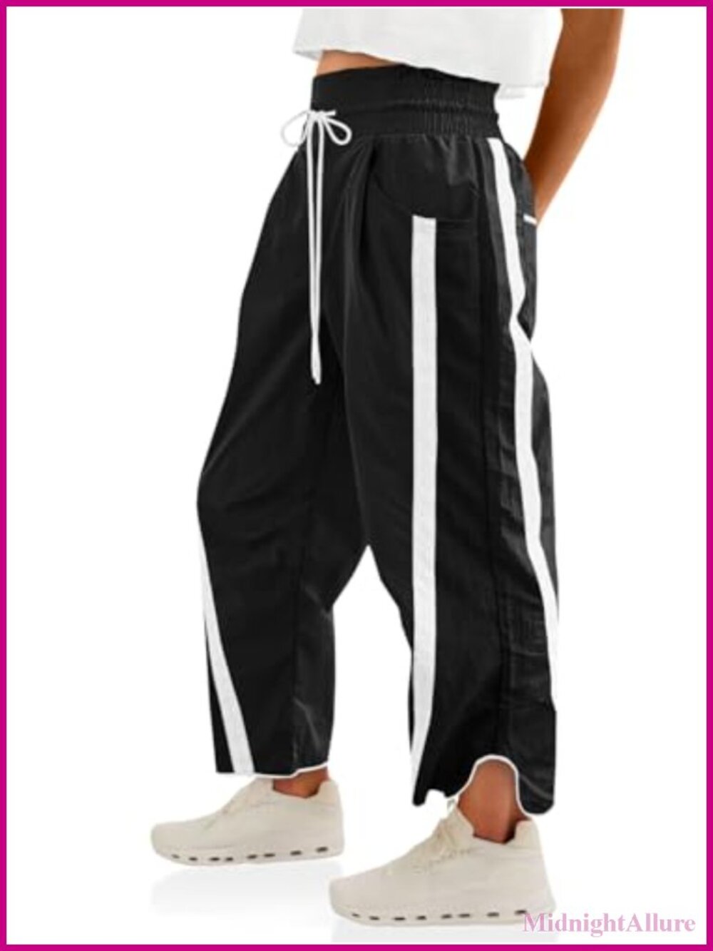 Baggy Wide Leg Track Pants with Drawstring Elastic Waist